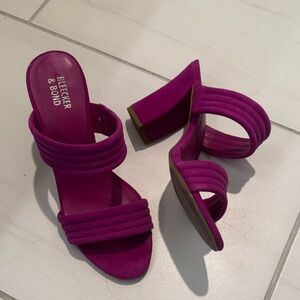 Bleecker & Bond Fuchsia Chunky Heeled Sandals
